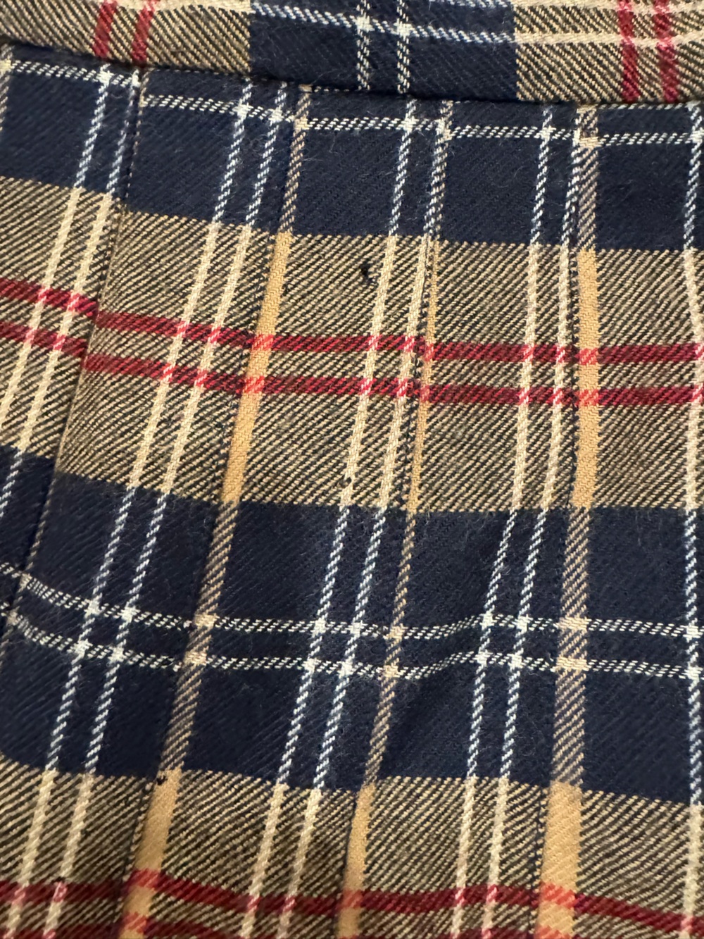 Vintage Wool Midi Plaid Skirt Preppy with Original Pin Size 0 XS Flawed - Picture 8 of 9